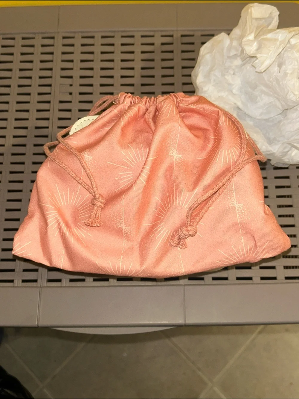 Biossance Travel Case w/ Pink Sunburst Drawstring Pouch Inside. NWOT